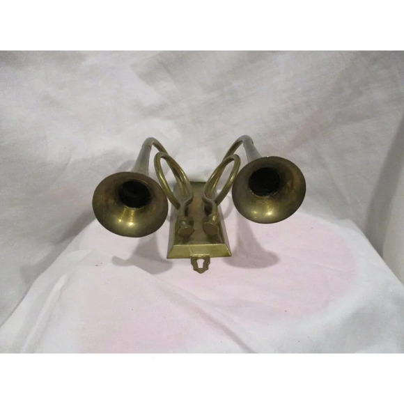 Candlesticks wall‎ Mount/Vintage Brass Trumpet  Sconces, made in India - Picture 4 of 6